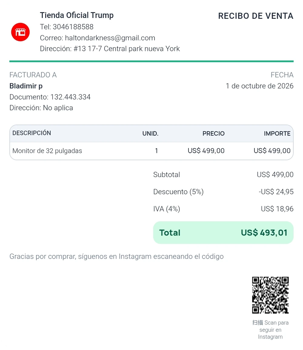 Ejemplo de factura profesional 1